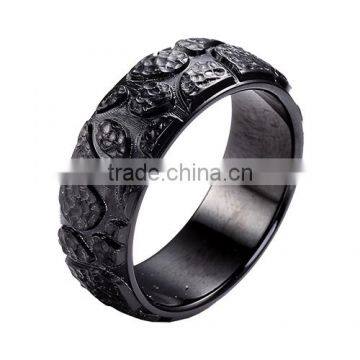 Black Titanium Plated Unique Design Ring for Men
