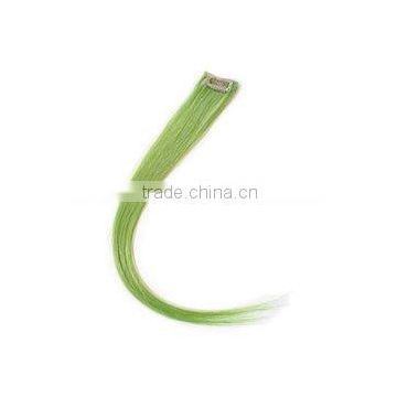 Wholesale heat resistant fiber Green synthetic clip in hair extensions