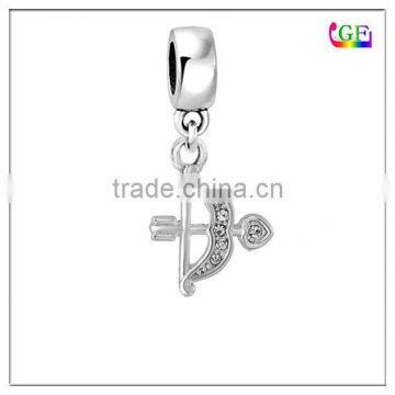 Zinc Alloy Jewelry Bow and Arrow Dangle Bead drop charm