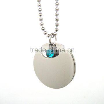 Factory Wholesale Hollow Heart Round Pendant with Blue Zircon Stone