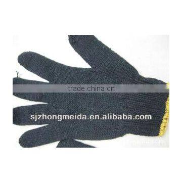 black industrial cotton working glove/grey cotton knitted glove