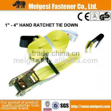 Yellow Ratchet Tie Down With Flat Hook, China manufacturer high quality good price cheaper factory supply price