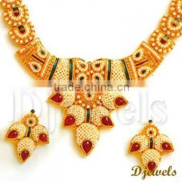 22K Gold Kundan Necklace Sets, Bridal Kundan Necklace Sets, Kundan Jewelry