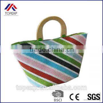 Tote Bag Straw Bags Women Bag With Diagonal Stripes photo-3