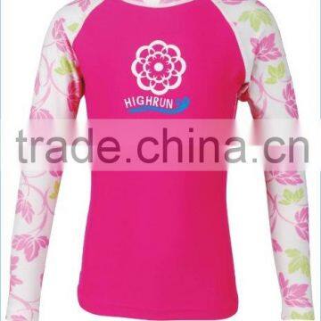 Girl's Flower Printing Long Sleeve UPF50+ Sun Protection Rash Guard/Rash Shirt/Rash Vest