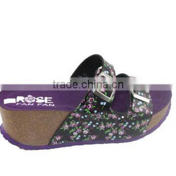 2015 Summer Leather Buckle Cork Outsole Ladies Fancy Sandal photo-4