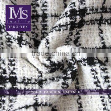 New pattern and hot sells Beautiful plaid wool polyester fabric, wool fabric for overcoat