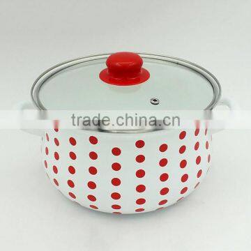 Red Polka Dots Decal Printed Cooking Pots Enamel Casseroles