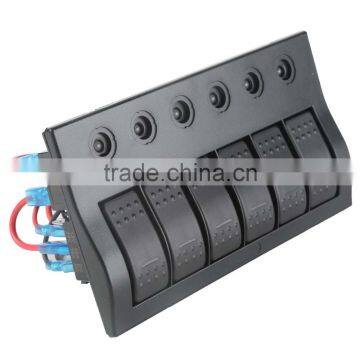 New 6 Gang Circuit LED Rocker Waterproof Marine Boat Yacht Switch Panel 12V/24V photo-2