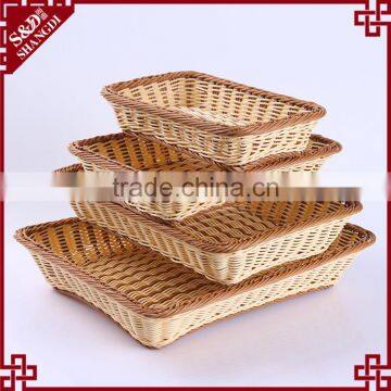 Cheap custom rectangular shape fruit vegetable display basket hand woven baskets