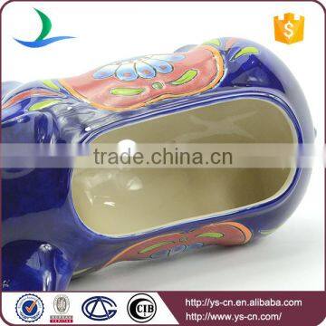 YSfp0004 Little Colorful Hand Print Ceramic Pig Flower Pot for Home photo-3