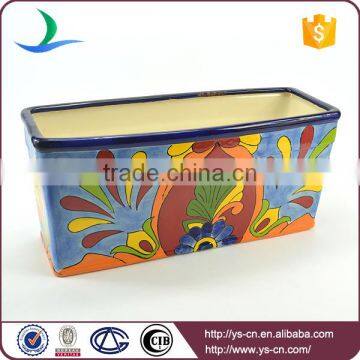 YSfp0003 Colorful Handmade Rectangular Ceramic Flowerpot for Garden photo-2