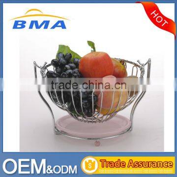 Wholesale Steel Wire Vegetable Basket,Fruit Holder With Plastic Tray