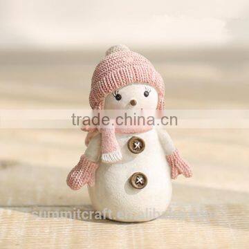 Resin Pink Cute Snowman Figurine Christmas Decorations photo-2