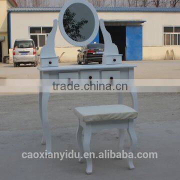 Elegant Wooden White Dresser With Mirror K/D Style One Set of Desk and Chair T10-6112