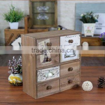 Zakka Grocery Retro Wooden Four Drawer Desktop Storage Box photo-2