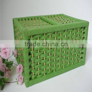 Wholesale Square Green Handmade Weaving Natural Paper Basket photo-5