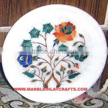 Luxurious Marble inlay plates , Decorative gift plate