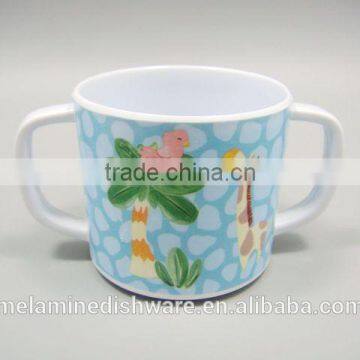 Food grade safety kid children drinking part melamine milk water cup with two handle