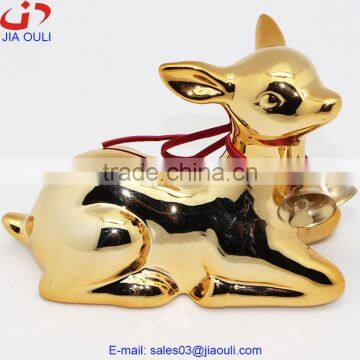 New design Christmas decoration deer, plating ceramic gold deer