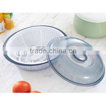 Oval Double Layers Kitchen Vegetable Fruit Rice Plastic Washing Drain Draining Basket