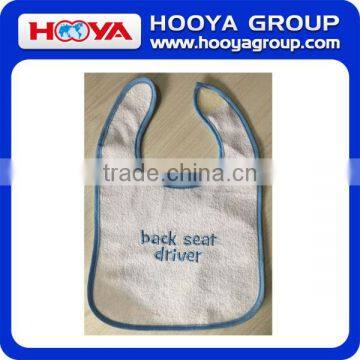 Custom embroidery double layers terry towel baby bib with EVA back waterproof