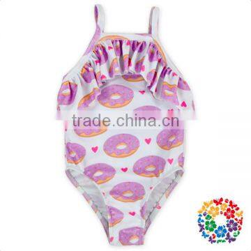 2017 Doughnut Pattern Fashion Pleated Lace Swimsuit New Kids Girls Swimwear For 0-6 Years