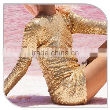 Long Sleeve One-piece With Full Sequin Tight Dress Bodycon Midi Pron Dress 2016 photo-5