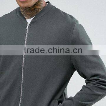 2017 Best Price High Quality New Design Durable Baseball Collar 100% Cotton Sweat Grey Casual Men Sport Jacket photo-3