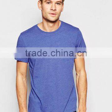Custom Logo Short Sleeve Crew Neck Blue Men's 50% Cotton 50% Polyester Soft Jersey Breathable Fit Casual Blank Design T-Shirt