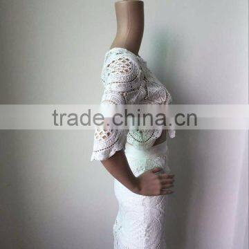 Clubwear Lace White 2015 New Arrival Half Sleeve 2 Pieces Set HL Bandage Bodycon Girl Evening Party Dress photo-5