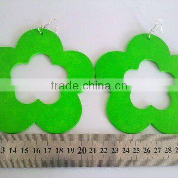 new design neon flower earrings big glitter wood earring custom wood dangle earring jewelry