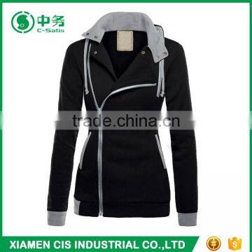 2017 Latest Fashion European Style Multi Color Women Winter Oblique Zipper Hoodie photo-6