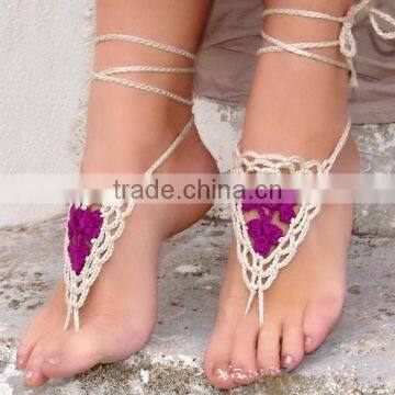 Latest Fashion Contrasted Color Ladies Highheel Crochet Sandals photo-4