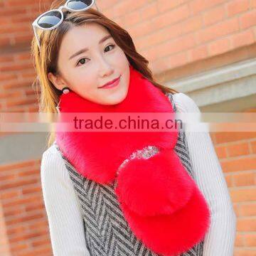 cheap price 2017 new year new model girl fur scarf faux wool 95*12cm fashional style young ladies shawl