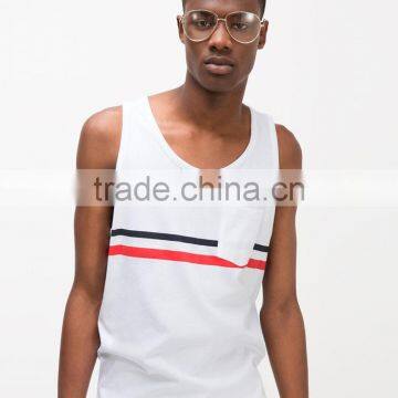 Classic Chest Stripe With Pocket 100%cotton Vest photo-2