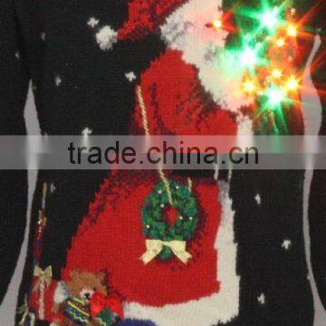 2016 Unisex Woolen Pullover Hand Knitted Unique LED Lighted Ugly Christmas Sweater photo-2