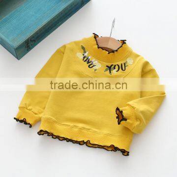 S60647B 2017 New Autumn Child Letters Printed Cute Wood Ear Girls T-shirts photo-4