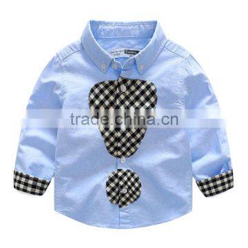 S33462W Autumn Long Sleeve Boys Blouses Breathable 100% Cotton Kids Children Shirts photo-3