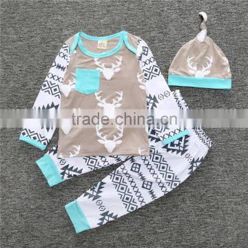 S17490A Baby Boys Girls Clothes Set Deer Tops Hoodie + Pants Kids Children's Clothing