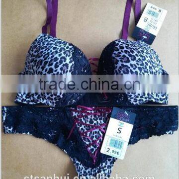 Top Selling Sexy Underwear Fancy Women Black Bra Thong Set photo-3