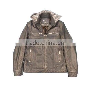 mens hooded leather coat