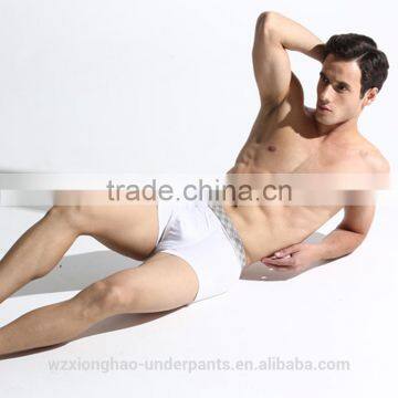 High Waist Dye Yarn Europe Size Plain White Cotton Men's Underwear Boxer Shorts photo-3
