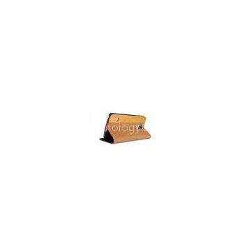 Brown Wood Flip Samsung Galaxy S5 Leather Case Mobile Cell Phone Protective Shell