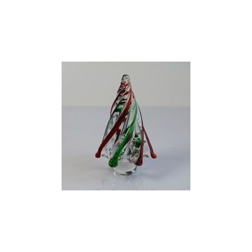 Handcraft Wholesale Colored Stripe Decorative Glass Christmas Tree for Christmas Decoration