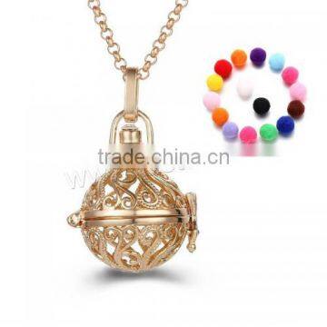 brass Round Pregnant Ball Locket Sweater Necklace Sponge very hot sale 2017