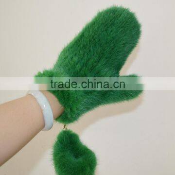 SJ932-03 Fashion Accessory Wholesale Fur Mittens Gloves Green Mink Fur