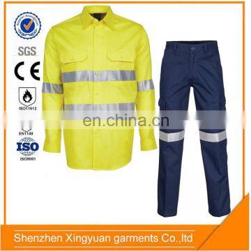 High Quality 100%Cotton Reflective Safety Fireproof Work Suit for Industrial Wokers