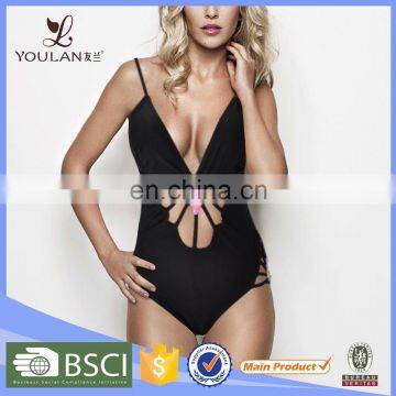 New Arrival High Quality One Piece Bandage Sexy Black Design Your Own Swimwear