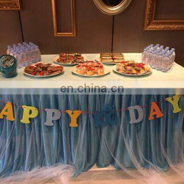 New Light Blue Square Different Designs of Table Skirting for Birthday photo-2